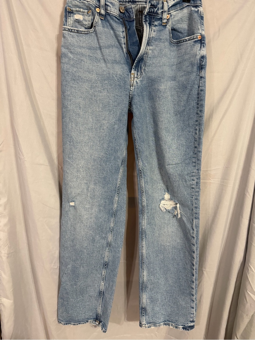 GAP Light Blue Distressed Straight-Leg Jeans